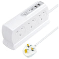 Masterplug SRGDSU62PW Socket Surge Protected Extension Lead with 2 USB Ports