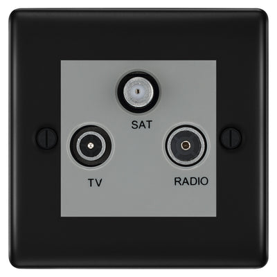 BG Nexus Metal Matt Black TV/FM/SAT Socket NFB67G by British General (BG-NFB67G)