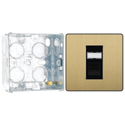 BG Evolve Satin Brass RJ45 Cat6 Single Data Outlet PCDSBRJ451B with 35mm Steel Back Box