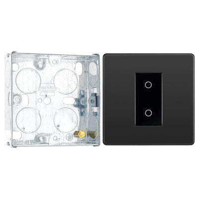 BG Evolve Black Chrome Single Secondary Touch Dimmer Switch PCDBCTDS1B with 25mm Steel Back Box