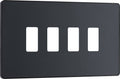 BG RPCDMG4B Evolve Grid Matt Grey 4 Module Rectangular Front Plate - Black Trim