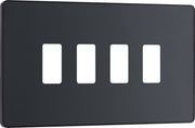 BG RPCDMG4B Evolve Grid Matt Grey 4 Module Rectangular Front Plate - Black Trim by British General (BG-RPCDMG4B-Shopify-SA_1)