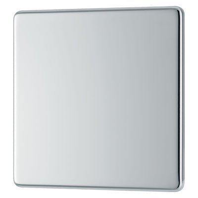 BG Screwless Polished Chrome Single Blanking Plate FPC94 with 25mm Steel Back Box