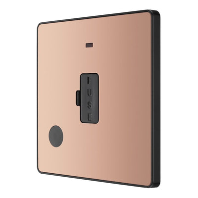 BG Evolve Polished Copper 13A Flex Outlet Neon Unswitched Fused Connection Unit PCDCP54B with 25mm Steel Back Box