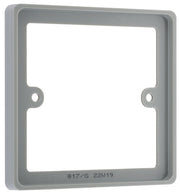 BG Nexus Grey 1 Gang Single 10mm Depth Square Spacer Frame Back Box Plate by British General (BG-817/G)