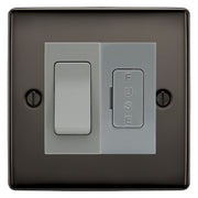 BG Nexus Metal Black Nickel 20A Double Pole Switch & 13A Fused Spur Plate | Grey Insert