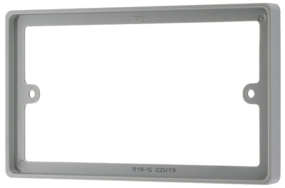 BG Nexus Grey 2 Gang Double 10mm Depth Rectangle Spacer Frame Back Box Plate by British General (BG-818/G)