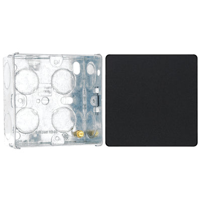 BG Evolve Matt Black Single Blank Plate PCDMB94B with 35mm Steel Back Box