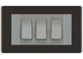 BG Black Nickel Screwless 3G Switch 2x Intermediate 1X 2 Way Switch - Grey Insert