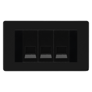 BG Screwless Matt Black 3 Gang Master Telephone Socket, Screw Terminal - Black Insert by British General (BG-FFBBTMS3B)