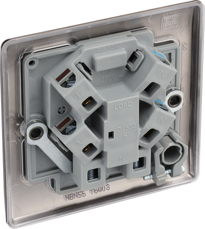 BG NBN55 Nexus Metal Black Nickel 13A Flex Output Unswitched Fused Spur Unit