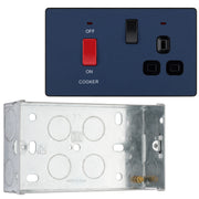 BG Evolve Matt Blue 45A Switch 13A Switched Socket Cooker Control Unit PCDDB70B with 35mm Steel Back Box