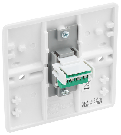 BG 8RJ11/1 Moulded Round Edge | White | RJ11 Terminal Telephone Socket (Screw) by British General (BG-8RJ11/1)
