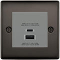 BG Nexus Black Nickel 45W USB Wall Socket Euro Module USB-A & C - Grey Insert