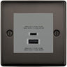 BG Nexus Black Nickel 45W USB Wall Socket Euro Module USB-A & C - Grey Insert by British General (BG-NBNEMS2+EMUSBAC45G)