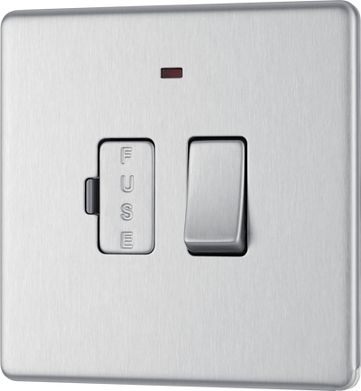 BG Electrical FBS52 Nexus Screwless Flat-Plate Switched Fused Connection Spur Unit Brushed Steel Neon 13A