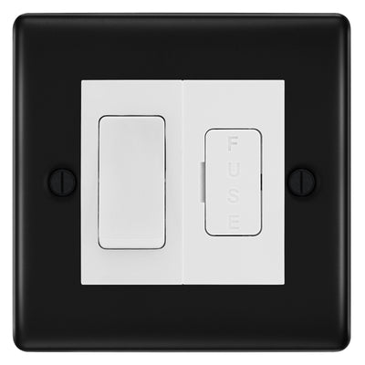 BG Nexus Metal Matt Black 20A Intermediate Switch & 13A Fused Spur Plate | White Insert