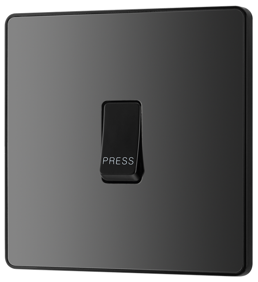 PCDBC14B Front - This Evolve Black Chrome bell push switch from British General is ideal for use where access is restricted such as office buildings or hospitals, where visitors need to let those inside know they have arrived.