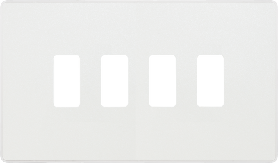 BG RPCDCL4W Evolve Grid Pearlescent White 4 Module Rectangular Front Plate - White Trim