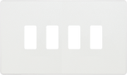 BG RPCDCL4W Evolve Grid Pearlescent White 4 Module Rectangular Front Plate - White Trim by British General (BG-RPCDCL4W-Shopify-SA_1)
