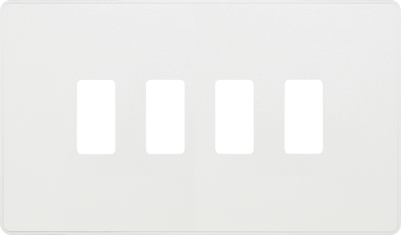 BG RPCDCL4W Evolve Grid Pearlescent White 4 Module Rectangular Front Plate - White Trim