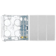 BG Evolve Brushed Steel 2 Way Triple Edge to Edge Rocker Switch PCDBS43EW with 35mm Steel Back Box