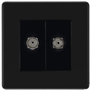 BG Nexus FFB61 Matt Black Double Co-Axial Socket for TV or FM by British General (BG-FFB61-1)