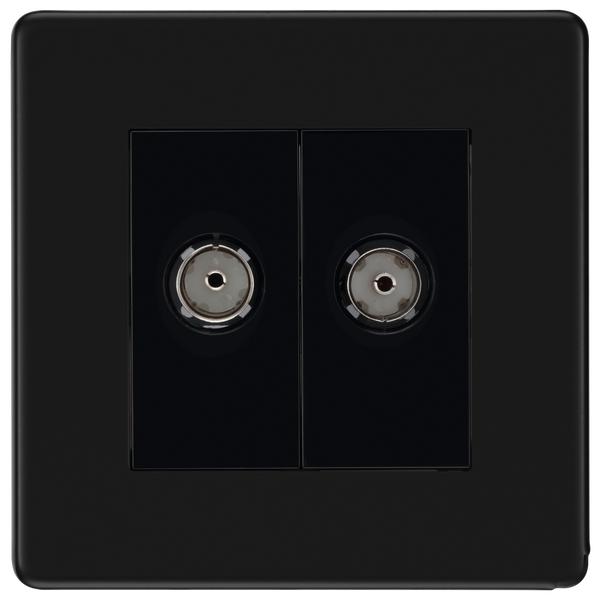 BG Nexus FFB61 Matt Black Double Co-Axial Socket for TV or FM