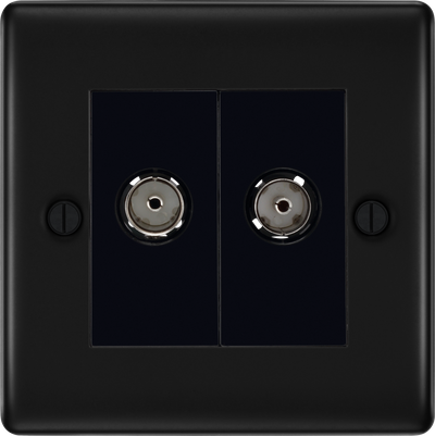 BG NFB61 Nexus Metal Matt Black Double TV Aerial Socket by British General (BG-NFB61)