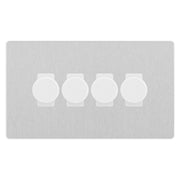 BG Evolve Brushed Steel 4 Gang Custom Grid Dimmer Light Switch PCDBS84W by British General (Evolve-BS-CUSTOM-4GANG-4xDIMMER)