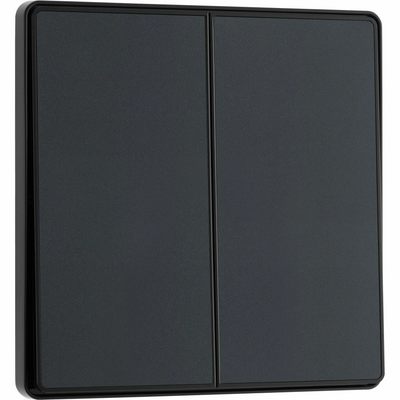 BG Evolve Matt Grey 2 Gang 2-Way 20A Edge to Edge Rocker Light Switch | PCDMG42EB