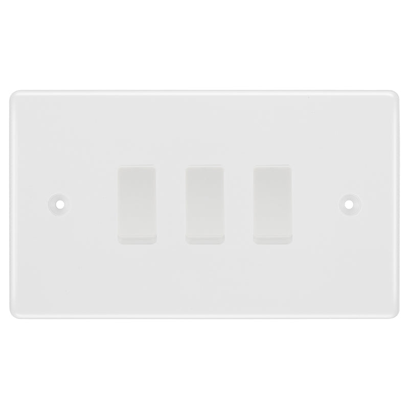 BG White 3 Gang light Switch in Double Format Custom Grid