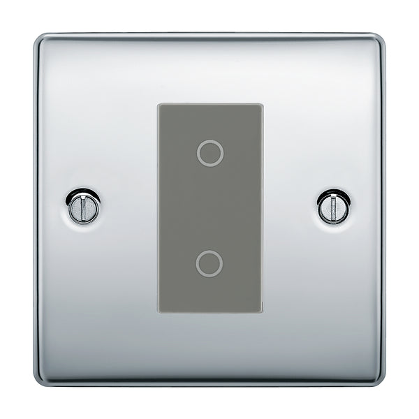 BG Nexus Polished Chrome Single Master Touch Dimmer Switch Grey Insert