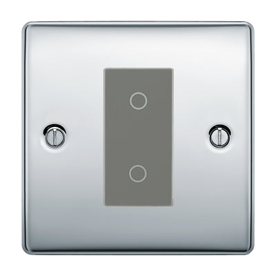 BG Nexus Polished Chrome Single Master Touch Dimmer Switch Grey Insert by British General (BG-EMTDMG+NPCEMS1)