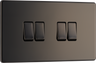 BG FBN44 Nexus Screwless Flat-Plate Quad Light Switch Black Nickel 2 Way 10A by British General (BG-FBN44)