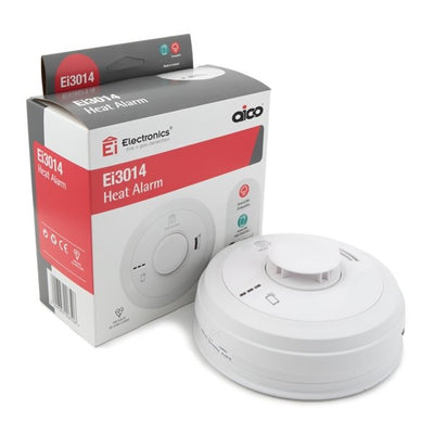 Mains Powered Heat Alarm with Self-Charging 10 Year Back-up Battery - Aico Ei3014 by EI Electronics (Safelincs-EI3014)