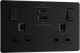 BG Screwless FFB22UAC22B Matt Black Double Socket with USB 22W Type A & C USB