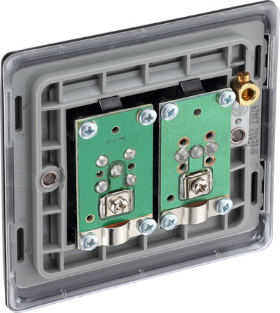 BG NFB65 Nexus Metal Matt Black 2 Gang Satellite & Co-axial Socket - Black Insert