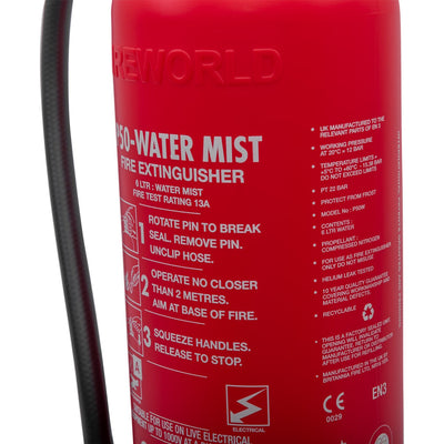 P50 Service-Free 6ltr Water Mist Fire Extinguisher by Britannia Fire (BEFW6WMAS)