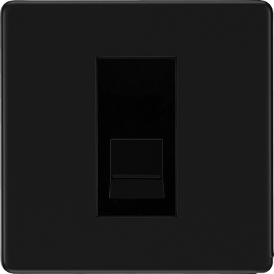 BG Nexus Flatplate Screwless Matt Black Secondary Slave Telephone Socket FFBBTS1
