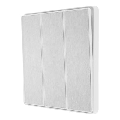 BG Evolve Brushed Steel 2 Way Triple Edge to Edge Rocker Switch PCDBS43EW with 35mm Steel Back Box