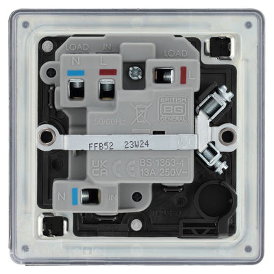 BG Screwless Matt Black 13A Switched Spur + Neon FFB52 with 25mm Steel Back Box
