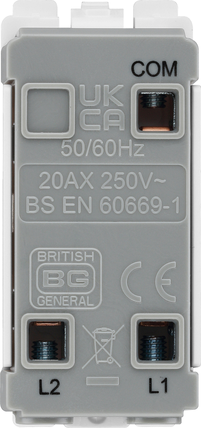 BG RPC12 Nexus Grid Polished Chrome 20AX 2 Way 1 Pole Switch Module