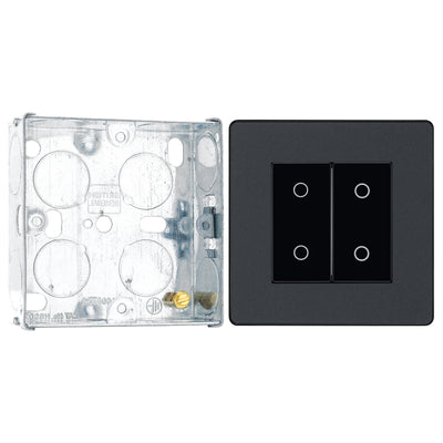 BG Evolve Matt Grey 2 Gang 200W Trailing Edge Secondary Touch Dimmer PCDMGTDS2B with 25mm Steel Back Box