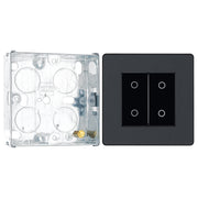 BG Evolve Matt Grey 2 Gang 200W Trailing Edge Secondary Touch Dimmer PCDMGTDS2B with 25mm Steel Back Box