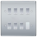 BG Polished Chrome 7 Gang Intermediate Custom Grid Light Switch with Back Box Included