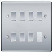 BG Polished Chrome 7 Gang Intermediate Custom Grid Light Switch with Back Box Included by British General (BG-NEXUS-PC-7G-CUSTOM-7x INT SWITCH)