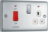 BG NPC70W Nexus Metal Polished Chrome 45A 2 Pole Cooker Switch 13A Neon Switched Socket - White Insert by British General (BG-NPC70W)