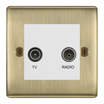 BG Nexus Metal Antique Brass TV & FM Socket NAB66W by British General (BG-NAB66W)