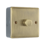 BG Nexus Antique Brass 200W 2 Way Trailing Edge Single Dimmer Switch with Surface Pattress Back Box by British General (BG-NAB81+MC501)